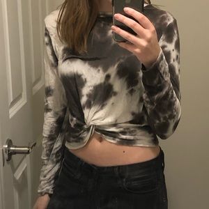 Cropped tie dye top with front tie knot!